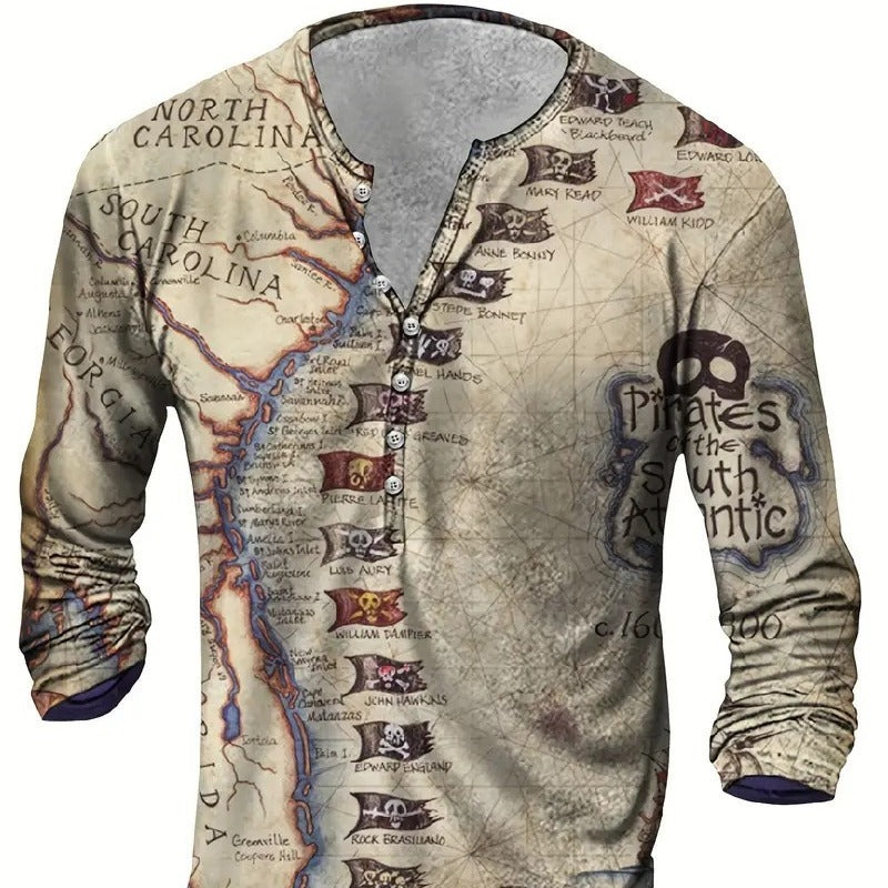 Men's Digital Printing Casual Long Sleeve